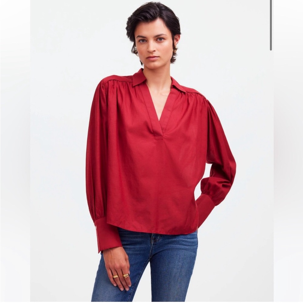 COPY - NWT Madewell Claret Red Easy Long Sleeve Popover Shirt